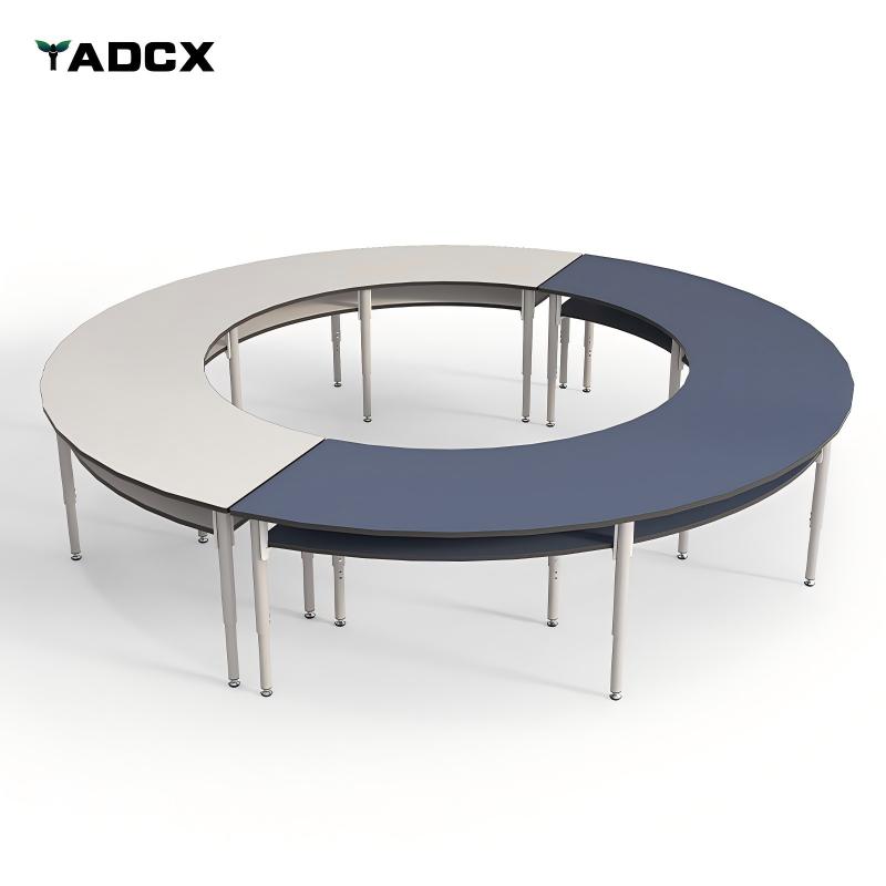 Large‑size Fan‑shaped Cooperation Table-Double-Deck